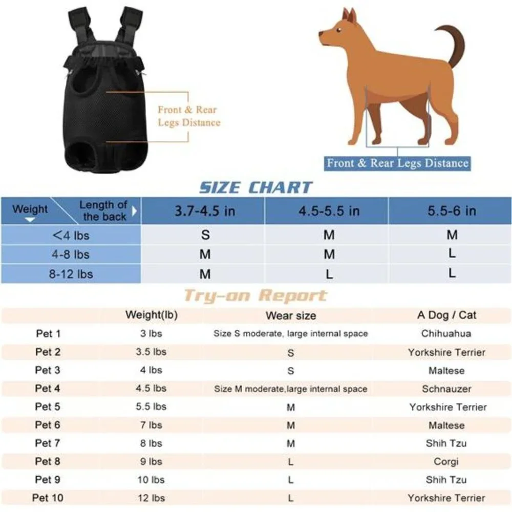 Pet Dog Carrier Backpack Adjustable Dog Front Carrier, Legs Out Easy-Fit Dog